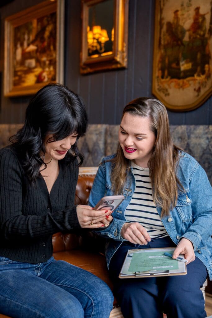 Strategic brand imagery of business owner meeting new client in local coffee shop in joplin mo